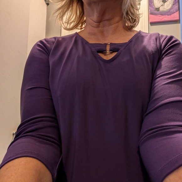 Alfani Tops - Purple 3/4 Length Sleeve Casual Work Shirt Alfani